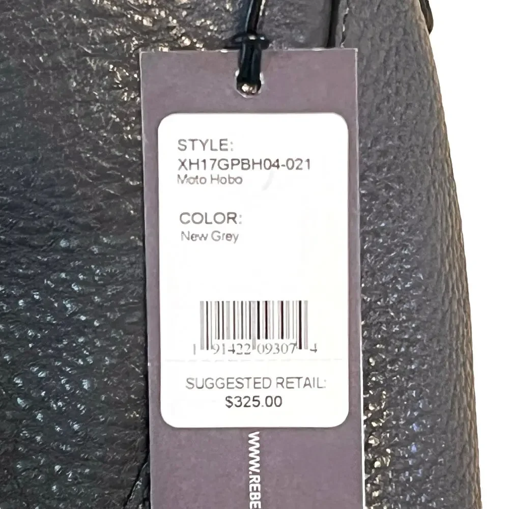 NWT Rebecca Minkoff Moto Double Zip Leather Hobo Shoulder Bag Purse Gray - Picture 4 of 16